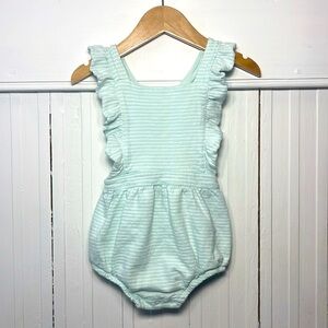 CAT & JACK EUC 100% Cotton Ruffle Striped Cross Back Adjustable Strap Bubble